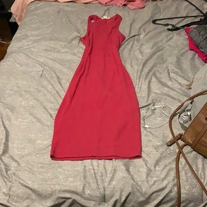 Fitted knee length pink dress
